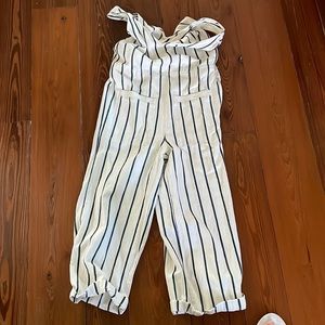 MADEWELL Marta cream navy stripe jumpsuit